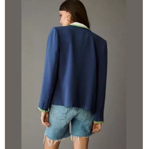 Anthropologie Maeve Colorblock Blazer Blue Green White Size S - Picture 3 of 15